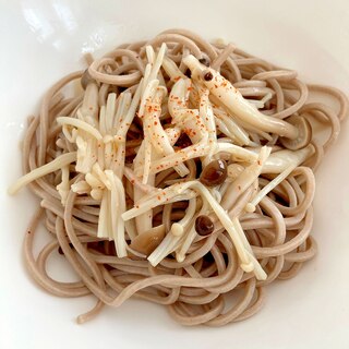 母の日に　さっぱり汁なし塩きのこ蕎麦